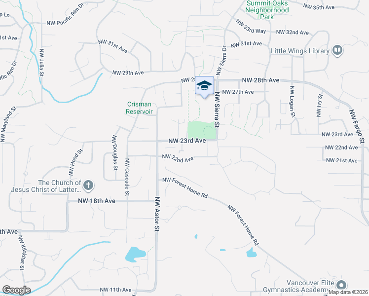 map of restaurants, bars, coffee shops, grocery stores, and more near 2234 Northwest Utah Court in Camas