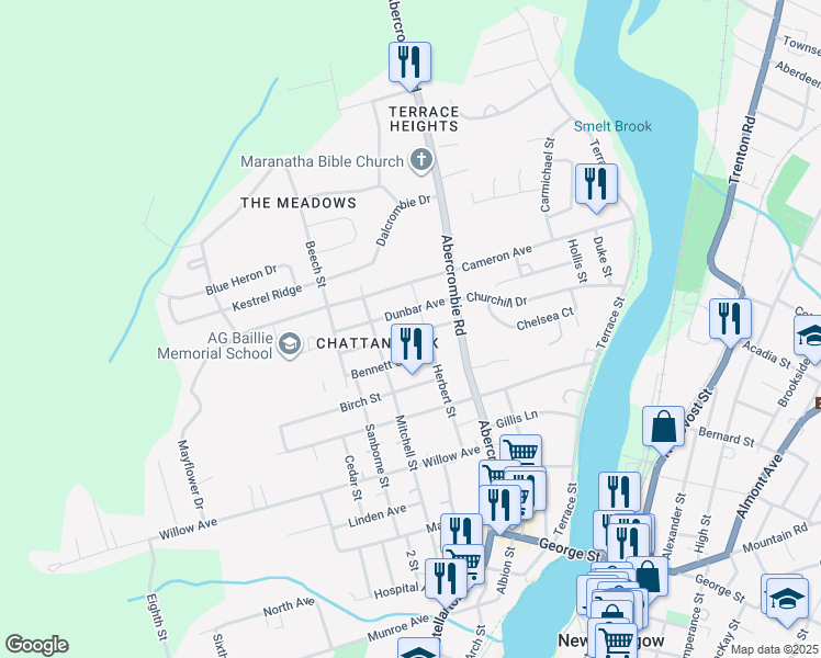 map of restaurants, bars, coffee shops, grocery stores, and more near 329 Victoria Avenue in New Glasgow