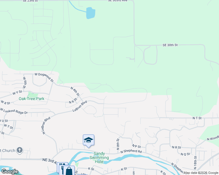 map of restaurants, bars, coffee shops, grocery stores, and more near 630 North Y Street in Washougal