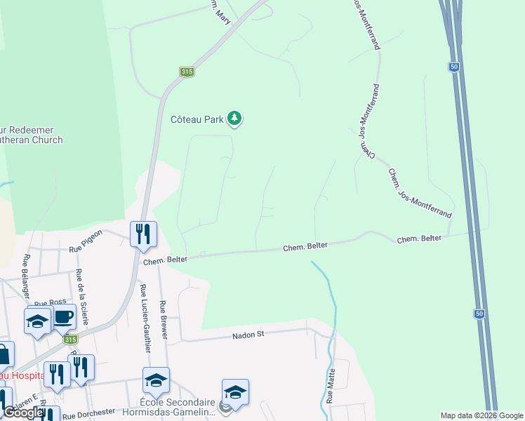 map of restaurants, bars, coffee shops, grocery stores, and more near Chemin du Bocage in L'Ange-Gardien