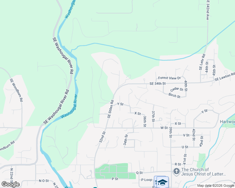 map of restaurants, bars, coffee shops, grocery stores, and more near 2571 33rd Court in Washougal