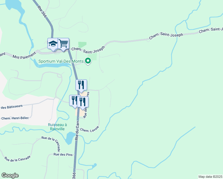 map of restaurants, bars, coffee shops, grocery stores, and more near 7a Rue Champêtre in Val-des-Monts