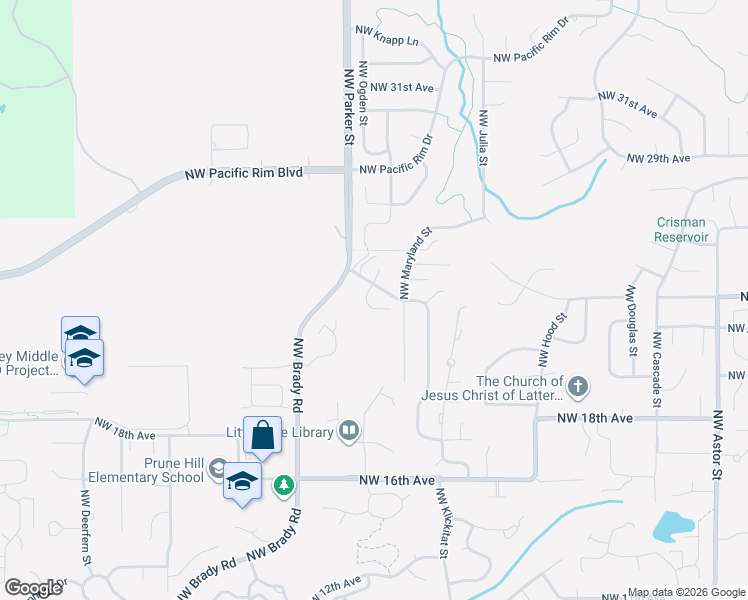 map of restaurants, bars, coffee shops, grocery stores, and more near 2242 Northwest Oxford Street in Camas