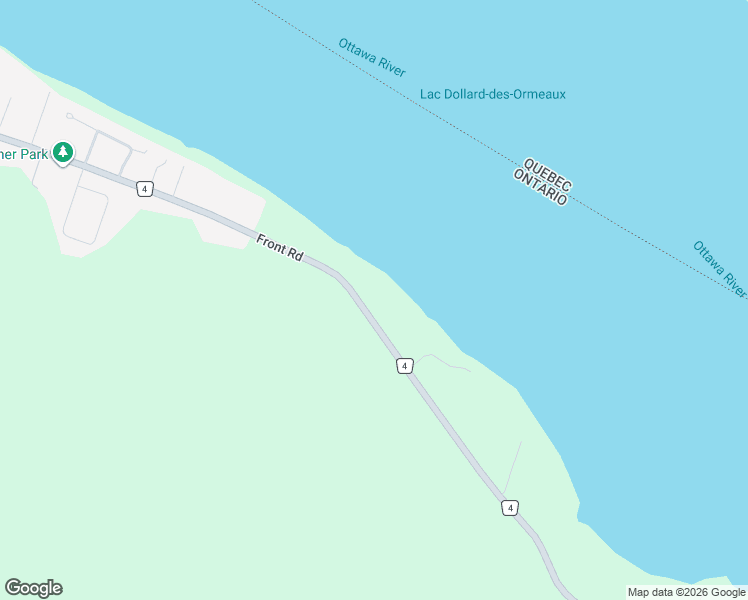 map of restaurants, bars, coffee shops, grocery stores, and more near 3595 Front Road in Hawkesbury