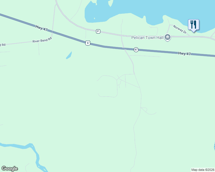 map of restaurants, bars, coffee shops, grocery stores, and more near 2794 Aspen Road in Rhinelander