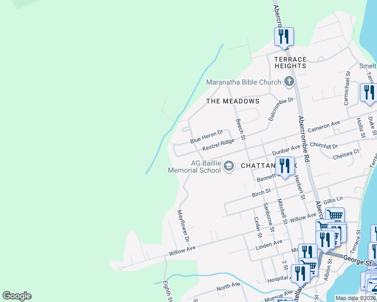 map of restaurants, bars, coffee shops, grocery stores, and more near 43 Kestrel Ridge in New Glasgow