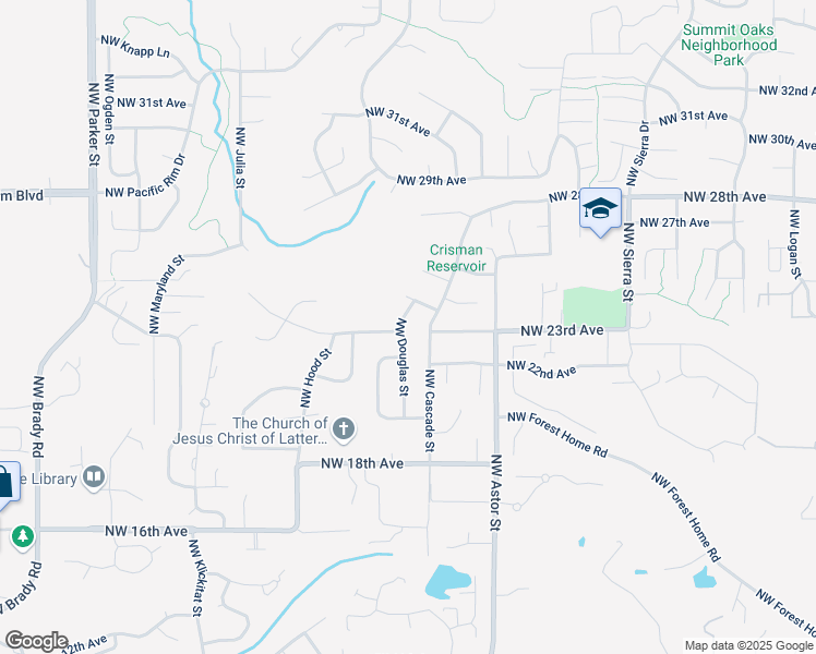 map of restaurants, bars, coffee shops, grocery stores, and more near 2715 Northwest 24th Avenue in Camas