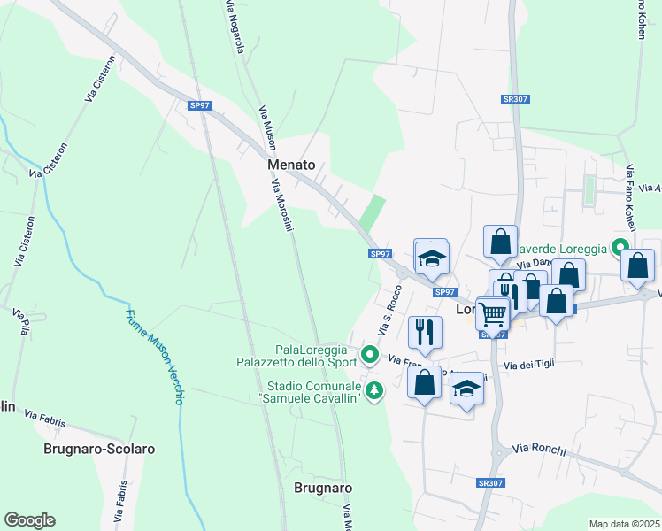 map of restaurants, bars, coffee shops, grocery stores, and more near 17 Via Loreggiola in Menato