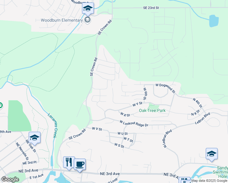 map of restaurants, bars, coffee shops, grocery stores, and more near 2969 West 8th Street in Washougal