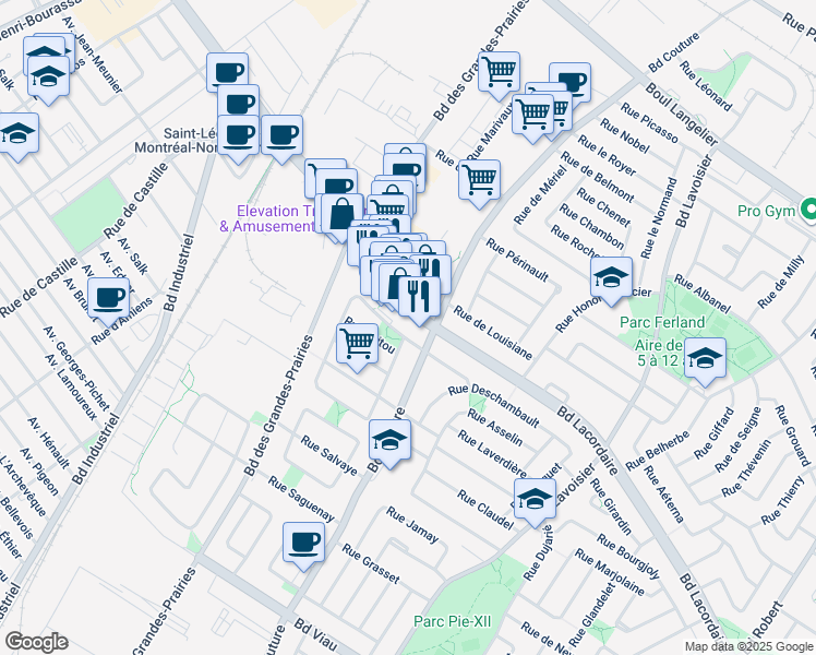 map of restaurants, bars, coffee shops, grocery stores, and more near in Montreal