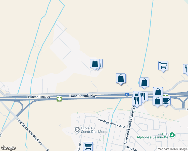 map of restaurants, bars, coffee shops, grocery stores, and more near 1055 Rue Louis-Marchand in Beloeil