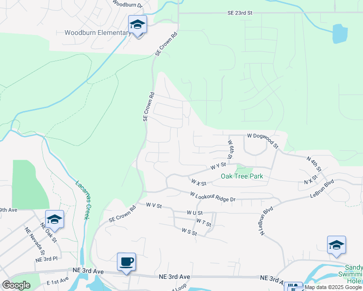 map of restaurants, bars, coffee shops, grocery stores, and more near 2918 West 9th Street in Washougal