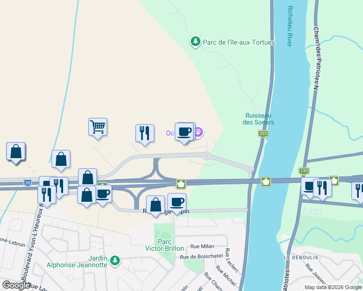 map of restaurants, bars, coffee shops, grocery stores, and more near 397 Rue de l'Industrie in Saint-Marc-sur-Richelieu
