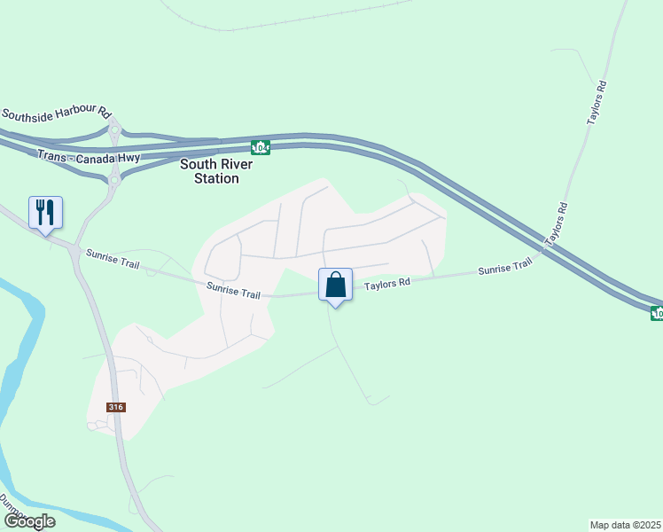 map of restaurants, bars, coffee shops, grocery stores, and more near 38 Rogers Drive in Antigonish