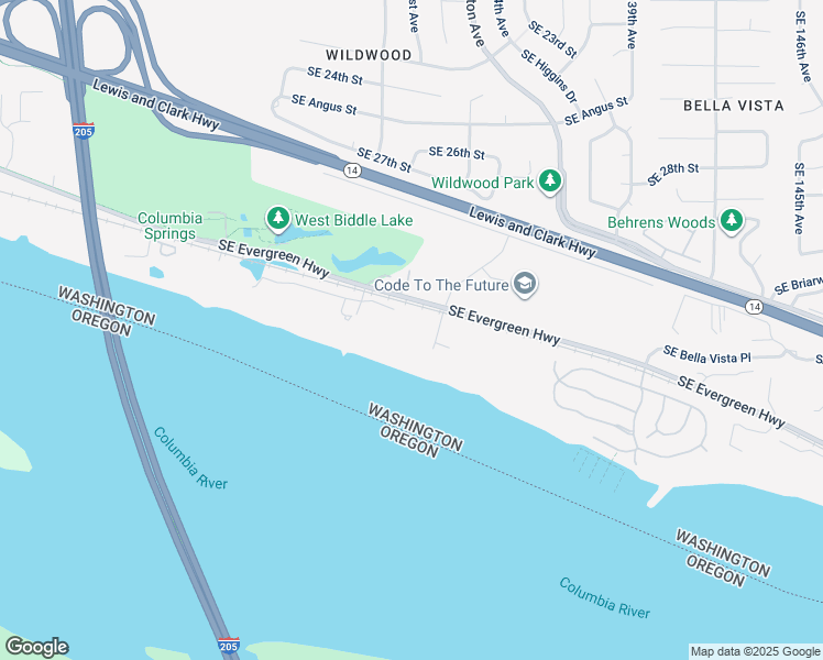 map of restaurants, bars, coffee shops, grocery stores, and more near Southeast Biddle Road in Vancouver