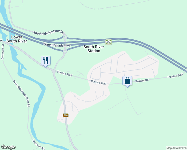 map of restaurants, bars, coffee shops, grocery stores, and more near 10 Elmwood Drive in Antigonish