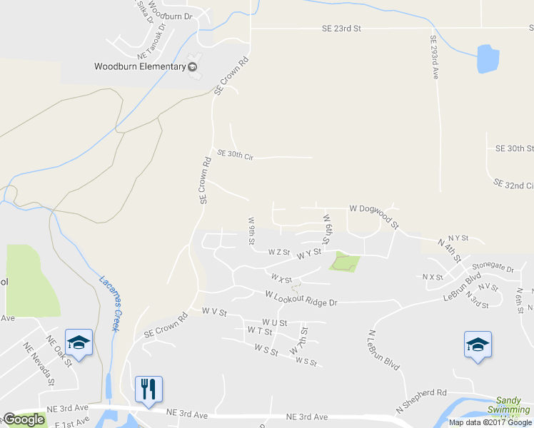 map of restaurants, bars, coffee shops, grocery stores, and more near 2969 West 8th Street in Washougal