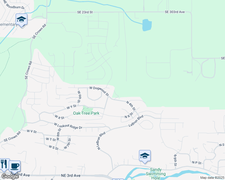 map of restaurants, bars, coffee shops, grocery stores, and more near 100 West Empress Street in Washougal
