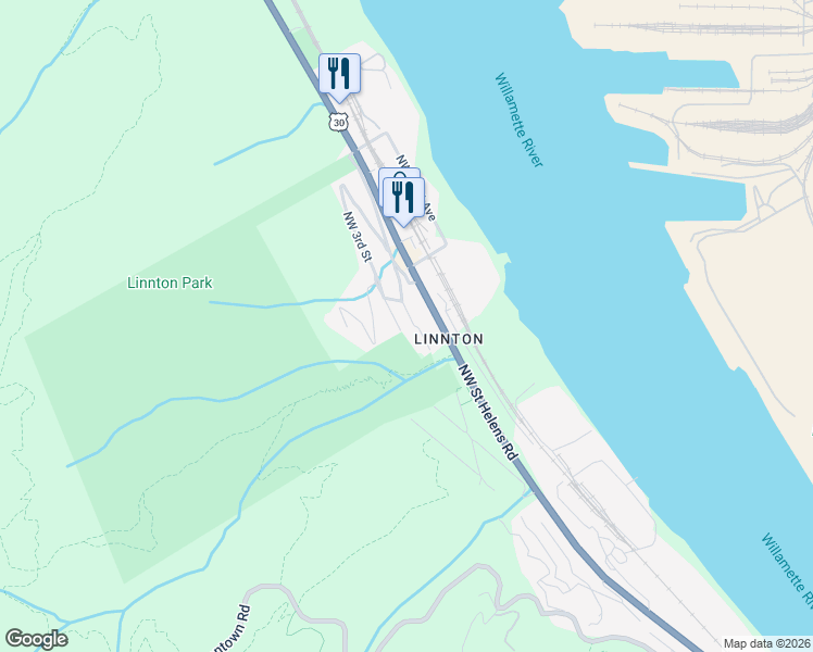 map of restaurants, bars, coffee shops, grocery stores, and more near 10472 Northwest 2nd Street in Portland