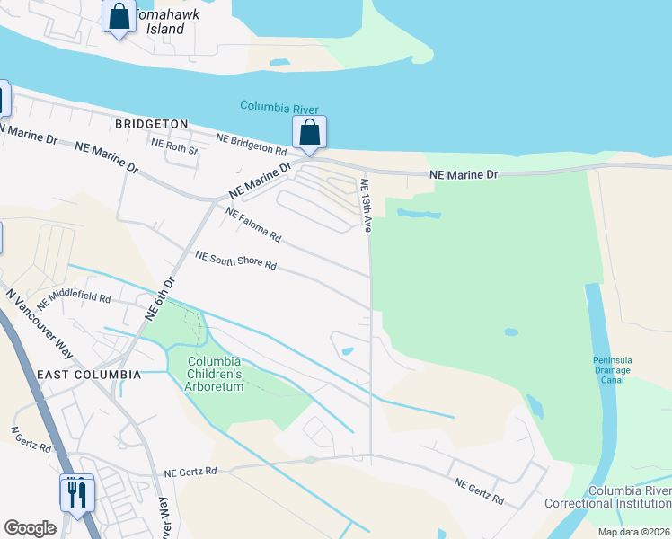 map of restaurants, bars, coffee shops, grocery stores, and more near 1130 Northeast Faloma Road in Portland