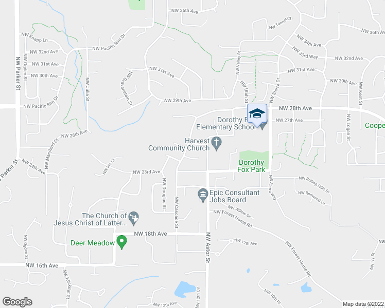 map of restaurants, bars, coffee shops, grocery stores, and more near 2543 Northwest 24th Circle in Camas