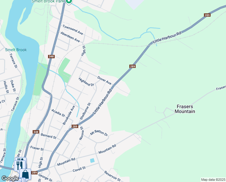 map of restaurants, bars, coffee shops, grocery stores, and more near 531 Little Harbour Road in New Glasgow