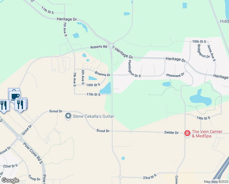 map of restaurants, bars, coffee shops, grocery stores, and more near 612 Kendall Court in St. Cloud