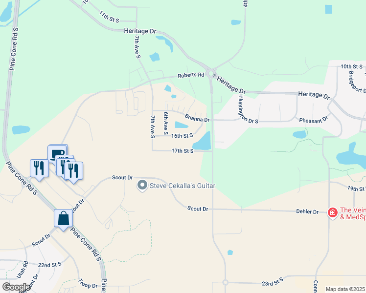 map of restaurants, bars, coffee shops, grocery stores, and more near 653 17th Street South in Sartell