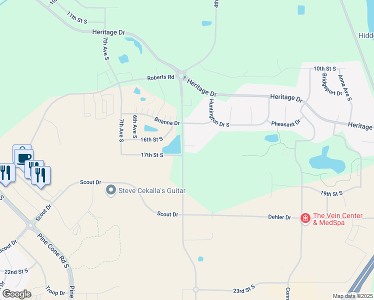 map of restaurants, bars, coffee shops, grocery stores, and more near 612 Kendall Court in St. Cloud