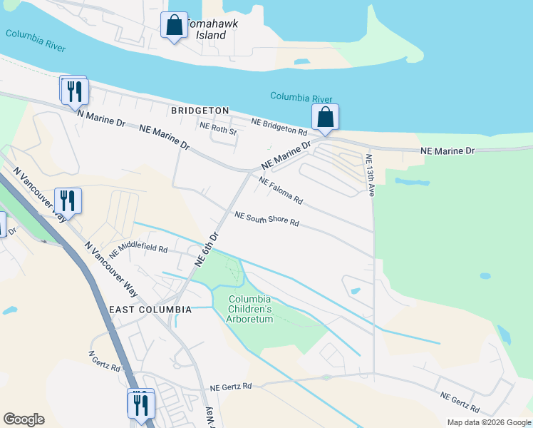 map of restaurants, bars, coffee shops, grocery stores, and more near 650 Northeast South Shore Road in Portland