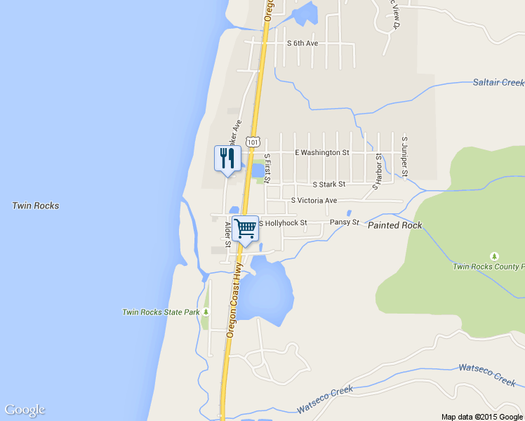map of restaurants, bars, coffee shops, grocery stores, and more near 8080 South Minnehaha Street in Rockaway Beach