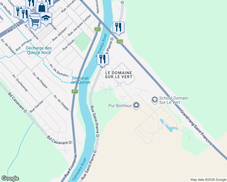 map of restaurants, bars, coffee shops, grocery stores, and more near 5165 Rue de Tertre in Saint-Hyacinthe