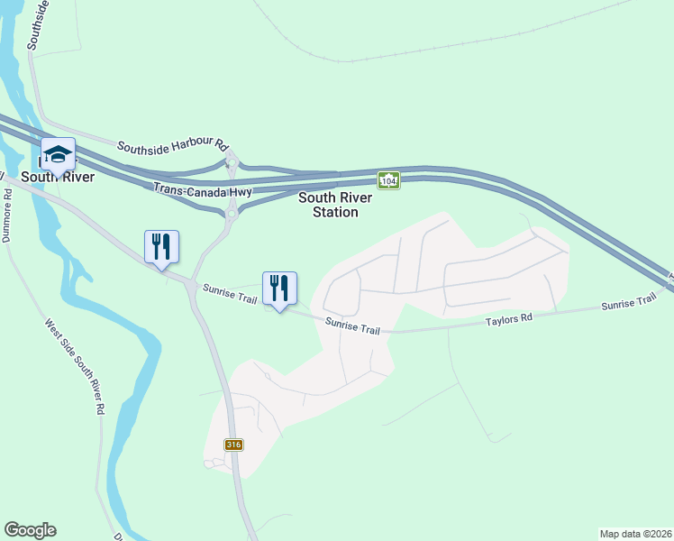 map of restaurants, bars, coffee shops, grocery stores, and more near 21 Elmwood Drive in Antigonish