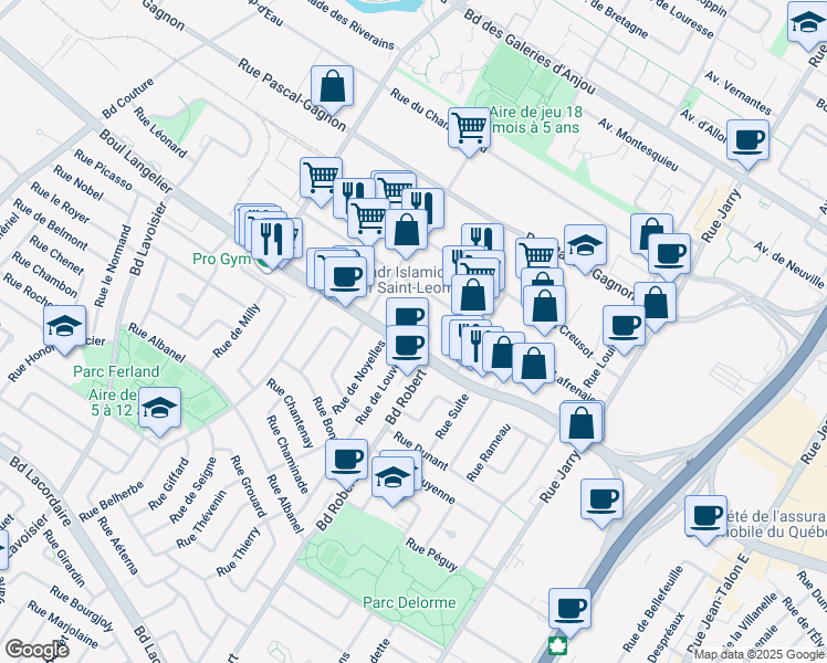 map of restaurants, bars, coffee shops, grocery stores, and more near in Montreal