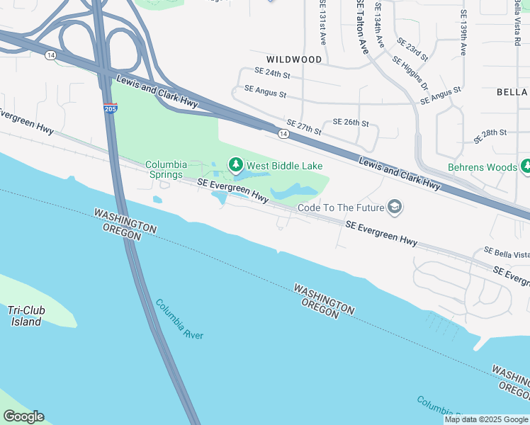 map of restaurants, bars, coffee shops, grocery stores, and more near Southeast Biddle Road in Vancouver