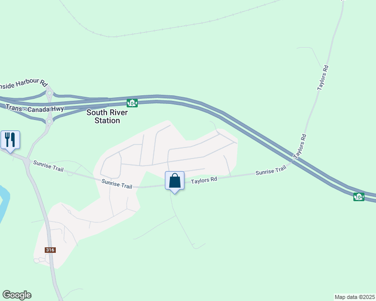 map of restaurants, bars, coffee shops, grocery stores, and more near 34 Johns Passage in Antigonish