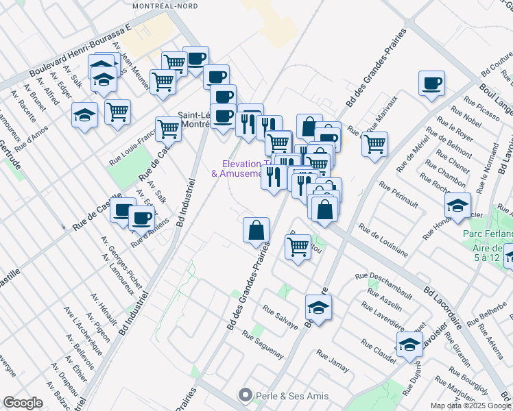 map of restaurants, bars, coffee shops, grocery stores, and more near in Montreal