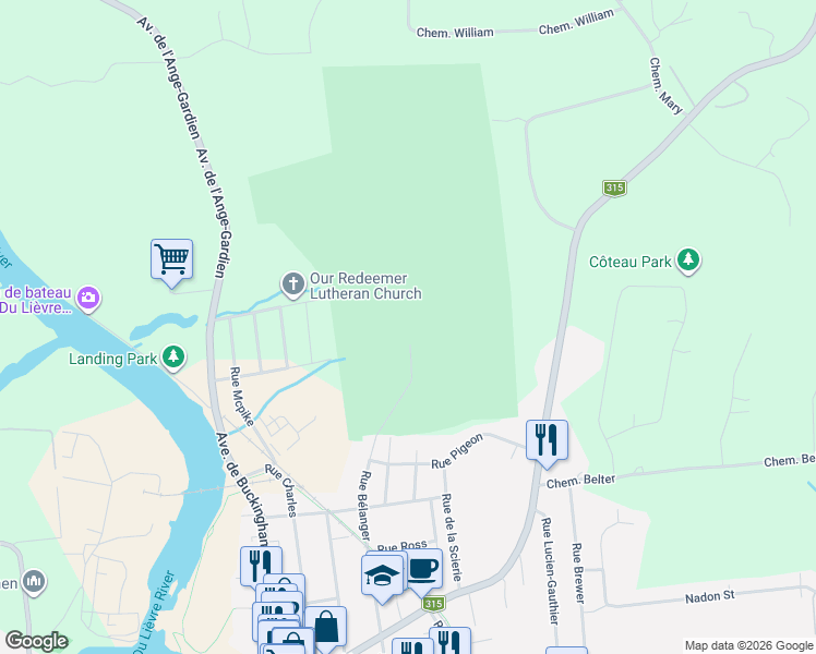 map of restaurants, bars, coffee shops, grocery stores, and more near 264 Rue Bélanger in Gatineau