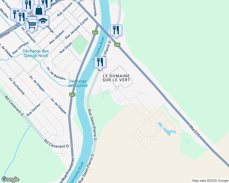 map of restaurants, bars, coffee shops, grocery stores, and more near 5131 Rue de Tertre in Saint-Hyacinthe