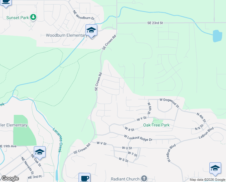 map of restaurants, bars, coffee shops, grocery stores, and more near W Street in Washougal