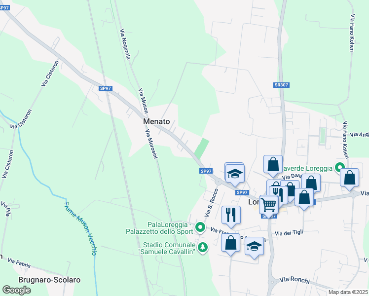 map of restaurants, bars, coffee shops, grocery stores, and more near 17 Via Loreggiola in Menato