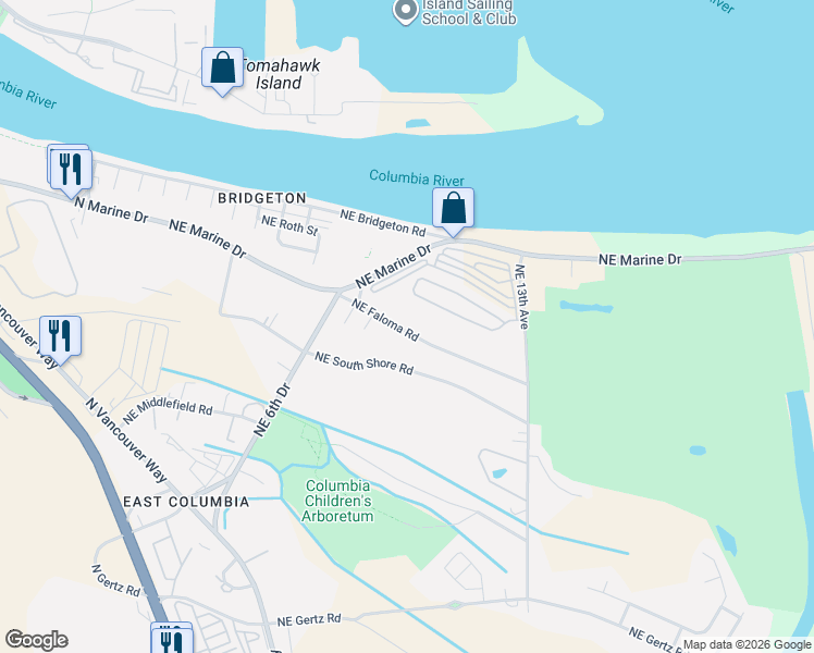 map of restaurants, bars, coffee shops, grocery stores, and more near 827 Northeast Faloma Road in Portland