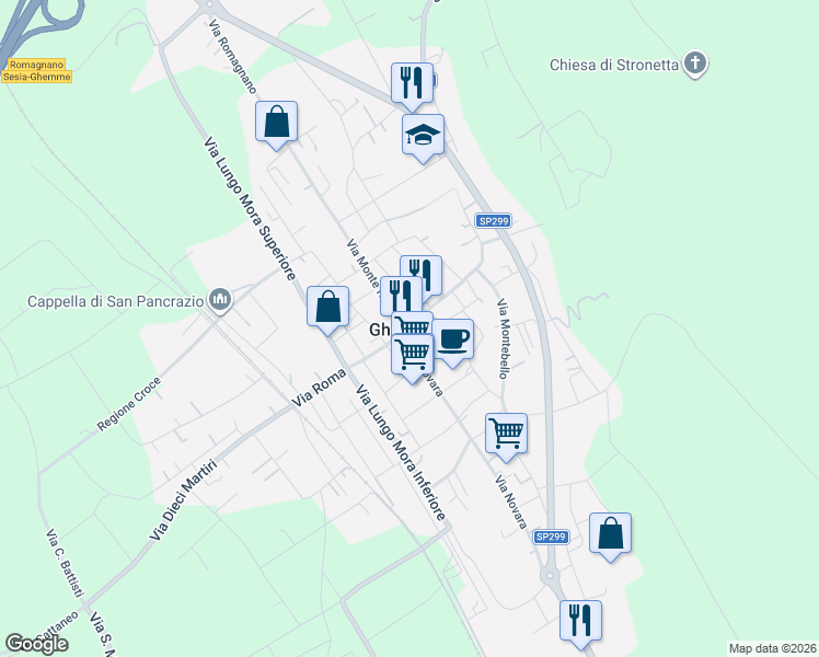 map of restaurants, bars, coffee shops, grocery stores, and more near 1 Via Silvio Pellico in Ghemme