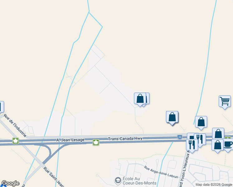 map of restaurants, bars, coffee shops, grocery stores, and more near 1360 Rue Louis-Marchand in Beloeil