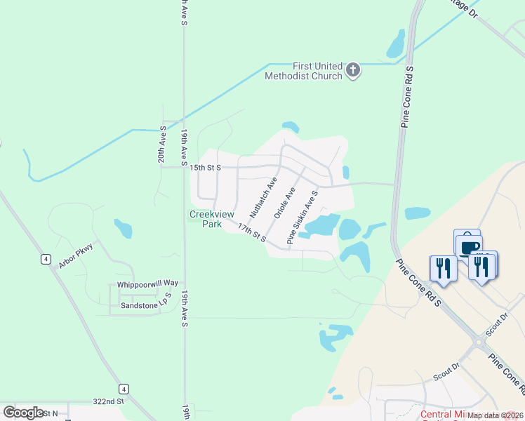 map of restaurants, bars, coffee shops, grocery stores, and more near 1609 Oriole Avenue in Sartell