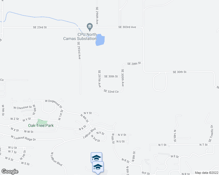 map of restaurants, bars, coffee shops, grocery stores, and more near 29800 Southeast 32nd Circle in Washougal
