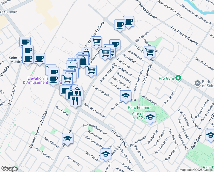map of restaurants, bars, coffee shops, grocery stores, and more near in Montreal