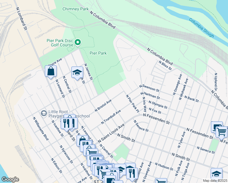 map of restaurants, bars, coffee shops, grocery stores, and more near in Portland