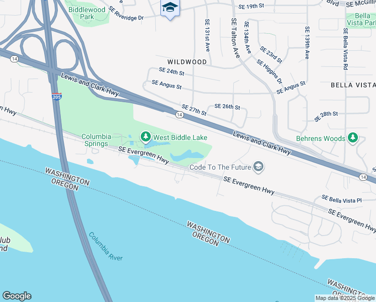 map of restaurants, bars, coffee shops, grocery stores, and more near 12800 Southeast Evergreen Highway in Vancouver
