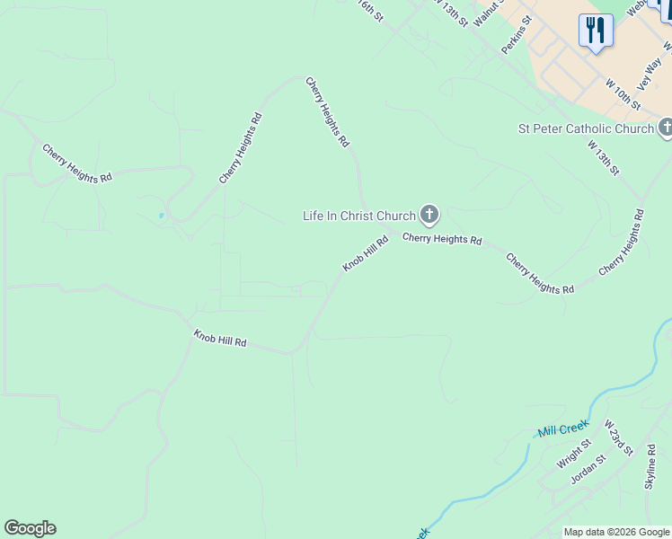 map of restaurants, bars, coffee shops, grocery stores, and more near 3215 Knob Hill Road in The Dalles